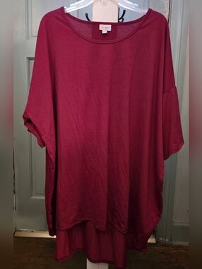 LuLaRoe Irma 3XL Deep Burgundy Crew Neck Tunic